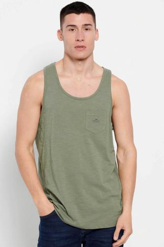 Funky Buddha ανδρικό βαμβακερό tank top μονόχρωμο με τσέπη slip στο στήθος - FBM007-090-04 Χακί XL